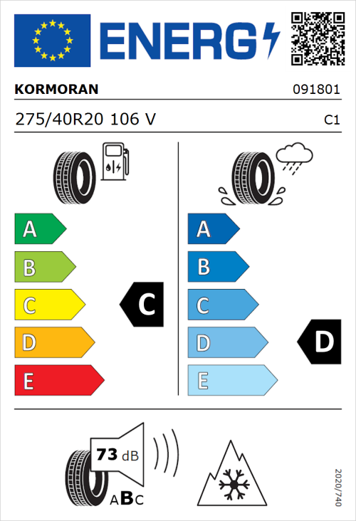 Tyre Label for Kormoran SUV Snow 275/40R20 106V