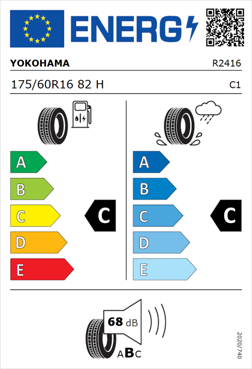 Tyre Label for Yokohama BluEarth-Es ES32 175/60R16 82H